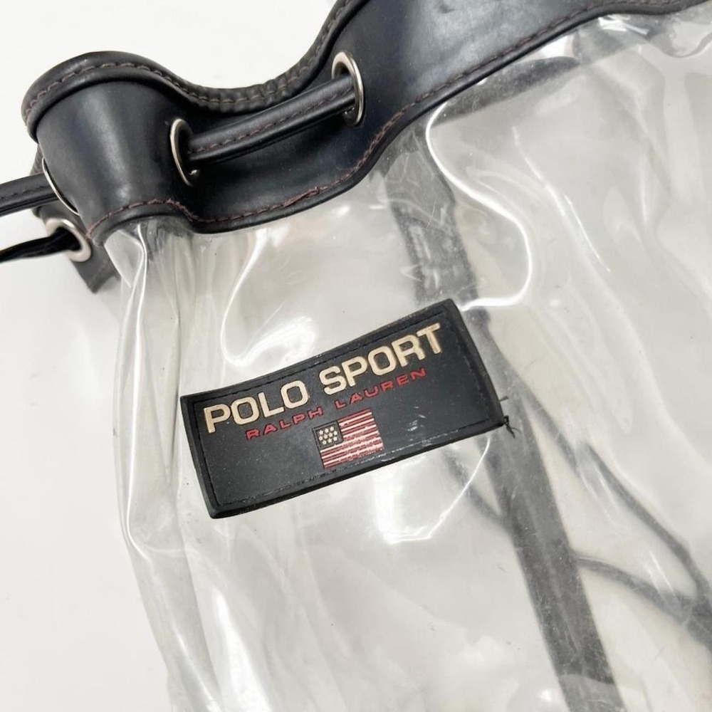 Vintage POLO SPORT Ralph Lauren Clear Vinyl Bucket Bag Drawstring Beach Flag - Picture 4 of 8
